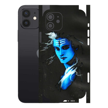 Apple iPhone Skins (All Models) - Har Har Mahadev Blue/Black - 3D Embossed Finish (L-185) iPhone 12
