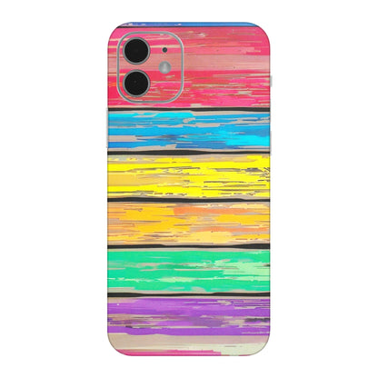 Apple iPhone Skins (All Models) - Multi Colour Wooden Wall - Matte Finish (M-96) iPhone 12