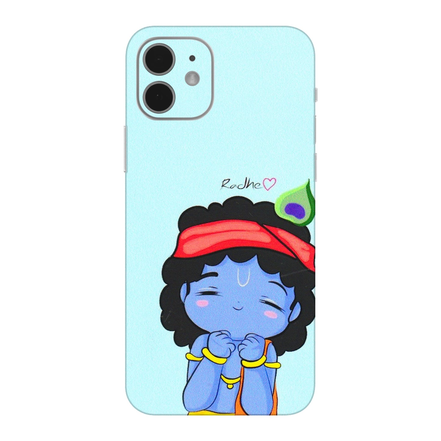 Apple iPhone Skins (All Models) - Radhe Radhe Cute Toon - 3D Embossed Finish (L-05) iPhone 12 Mini
