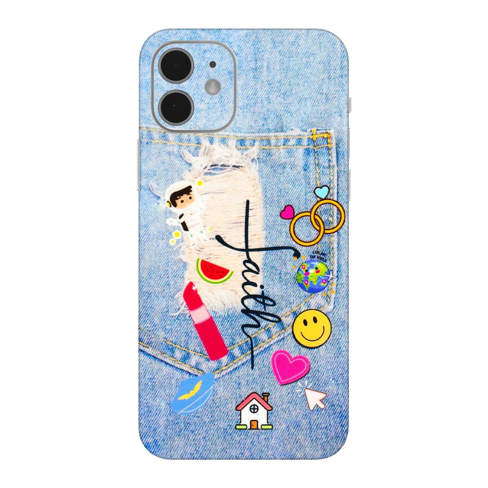 Apple iPhone Skins (All Models) - Denim Jeans Pocket - 3D Embossed Finish (L-134) iPhone 12 Mini