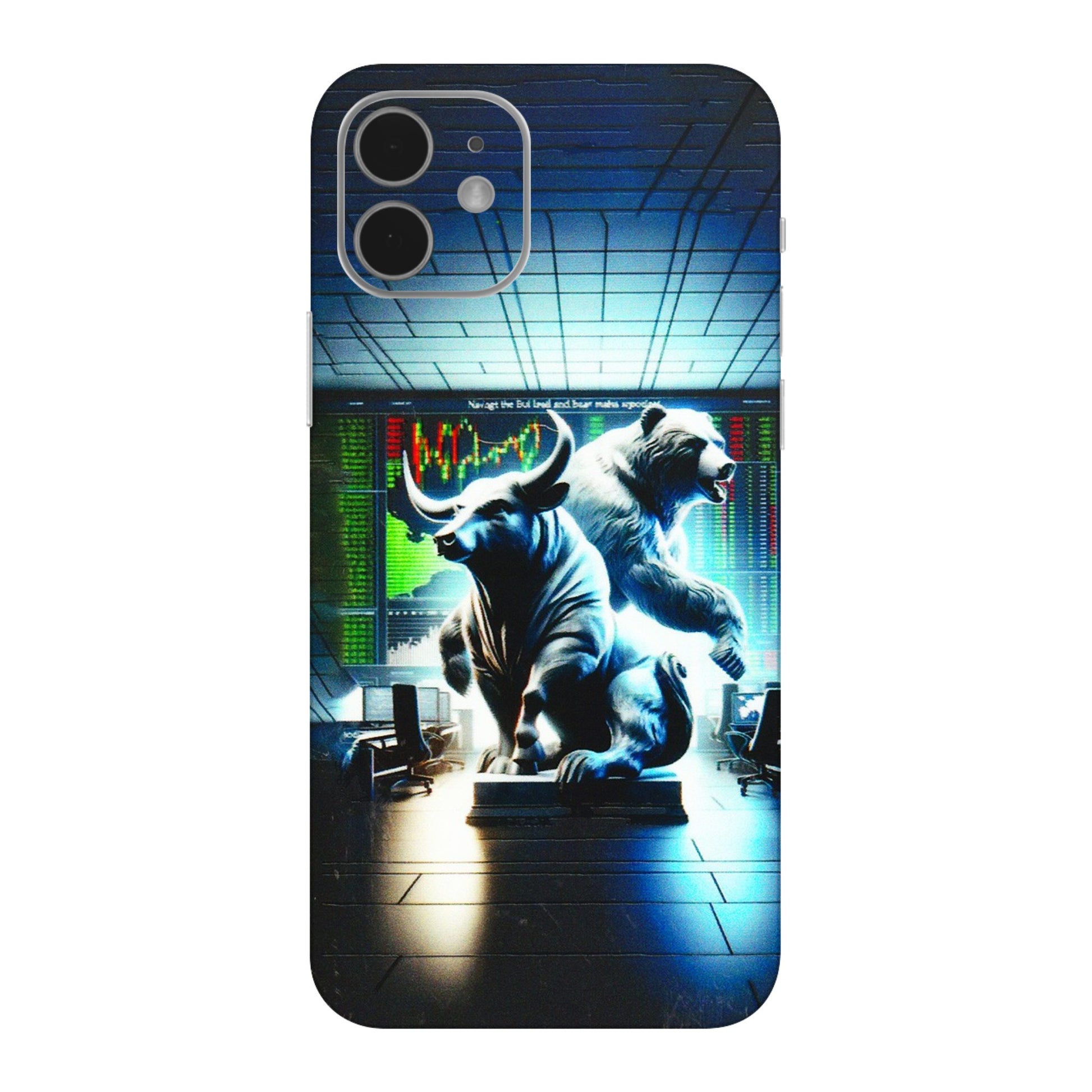Apple iPhone Skins (All Models) - Stock Market Sensex Bear vs Bulls - 3D Embossed Finish (L-15) iPhone 12 Mini