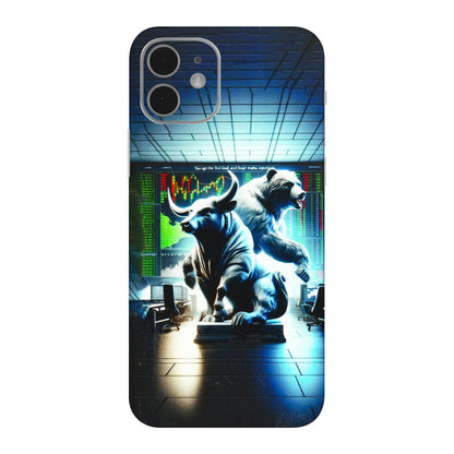 Apple iPhone Skins (All Models) - Stock Market Sensex Bear vs Bulls - 3D Embossed Finish (L-15) iPhone 12 Mini