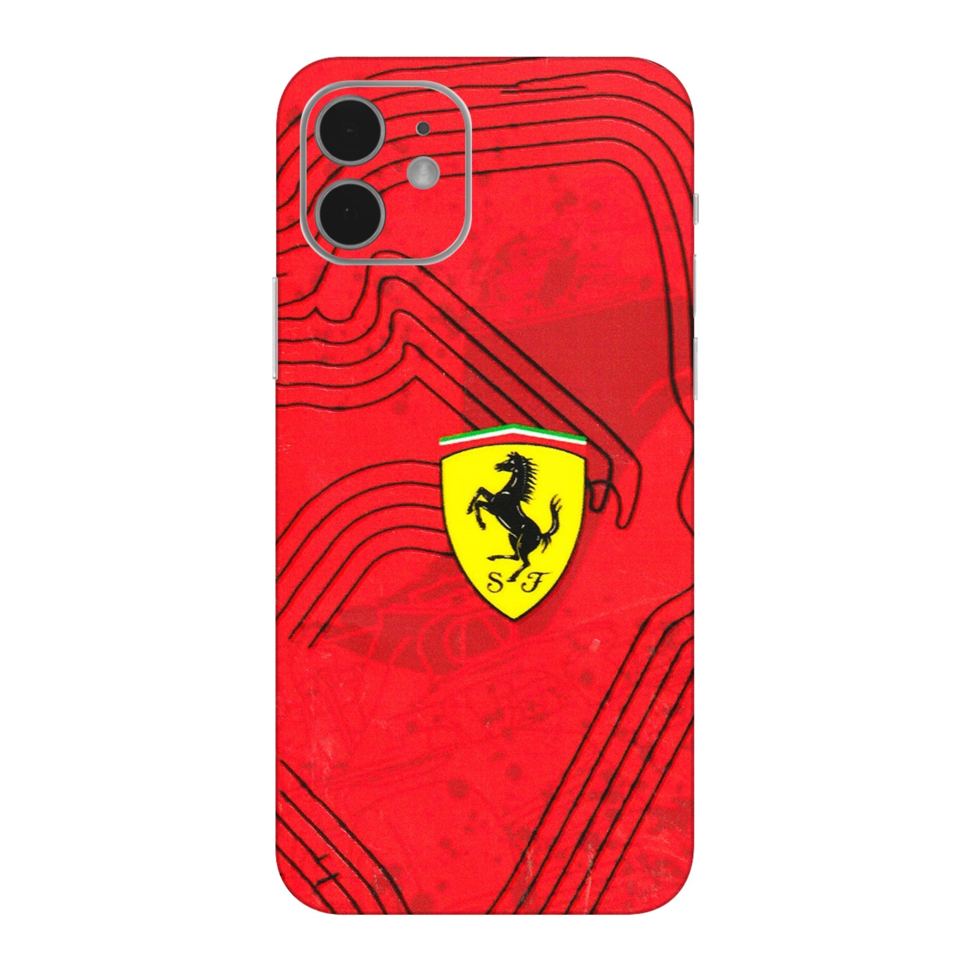 Apple iPhone Skins (All Models) - Red Ferrari Logo Stylish - 3D Embossed Finish (L-238) iPhone 12 Mini