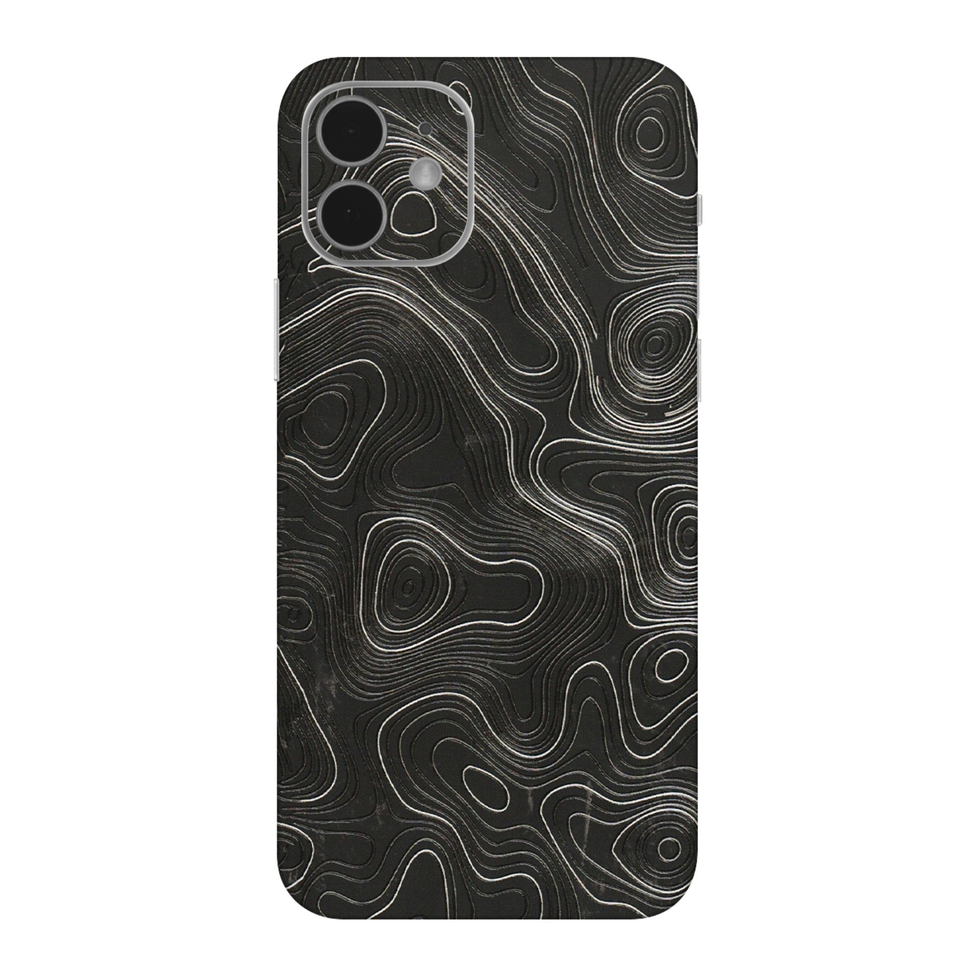 Apple iPhone Skins (All Models) - Abstract White Line Map - 3D Embossed Finish (L-269) iPhone 12 Mini