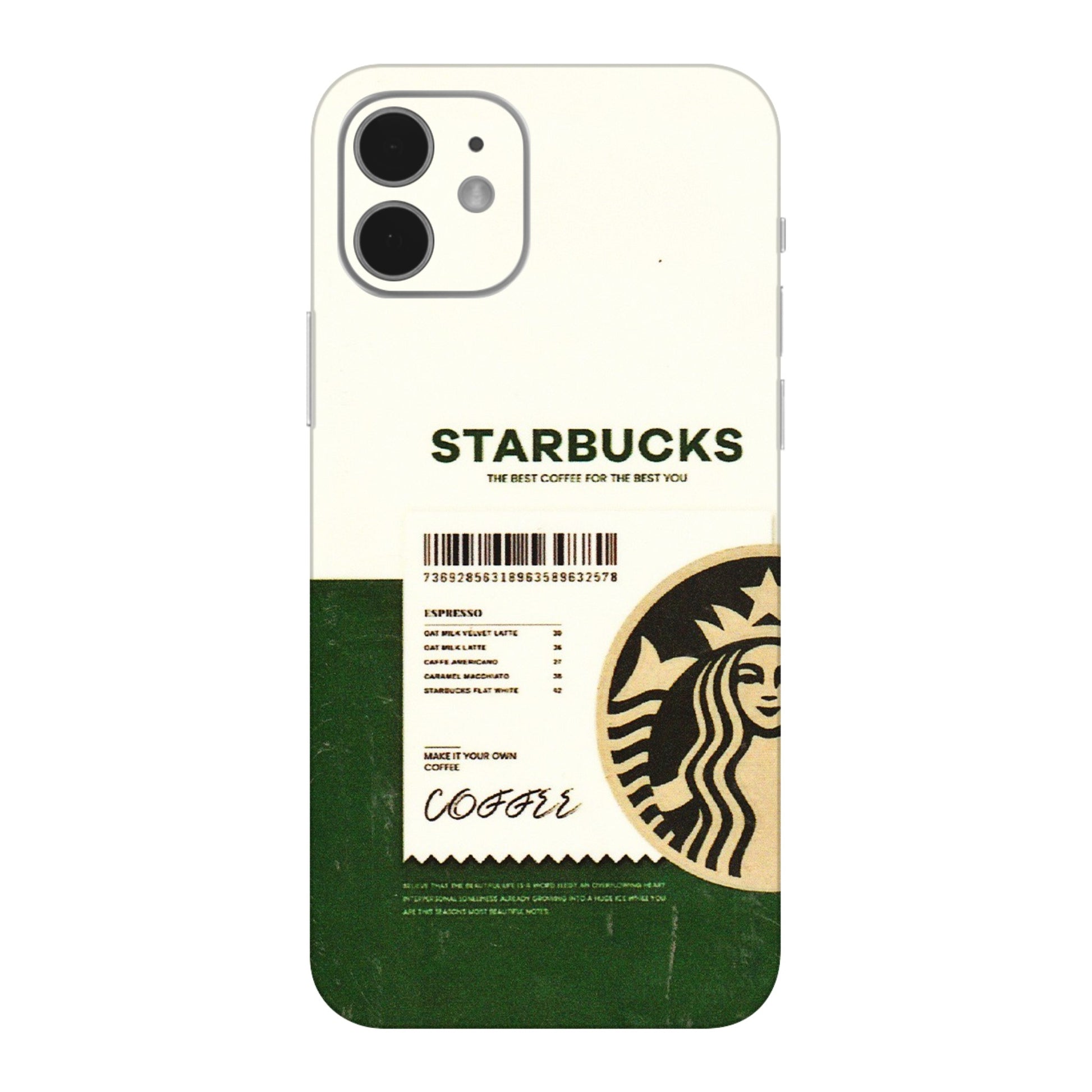 Apple iPhone Skins (All Models) - Starbucks Barcode - 3D Embossed Finish (L-308) iPhone 12 Mini