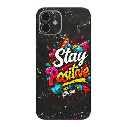 Apple iPhone Skins (All Models) - Stay Positive Black - 3D Embossed Finish (L-31) iPhone 12 Mini