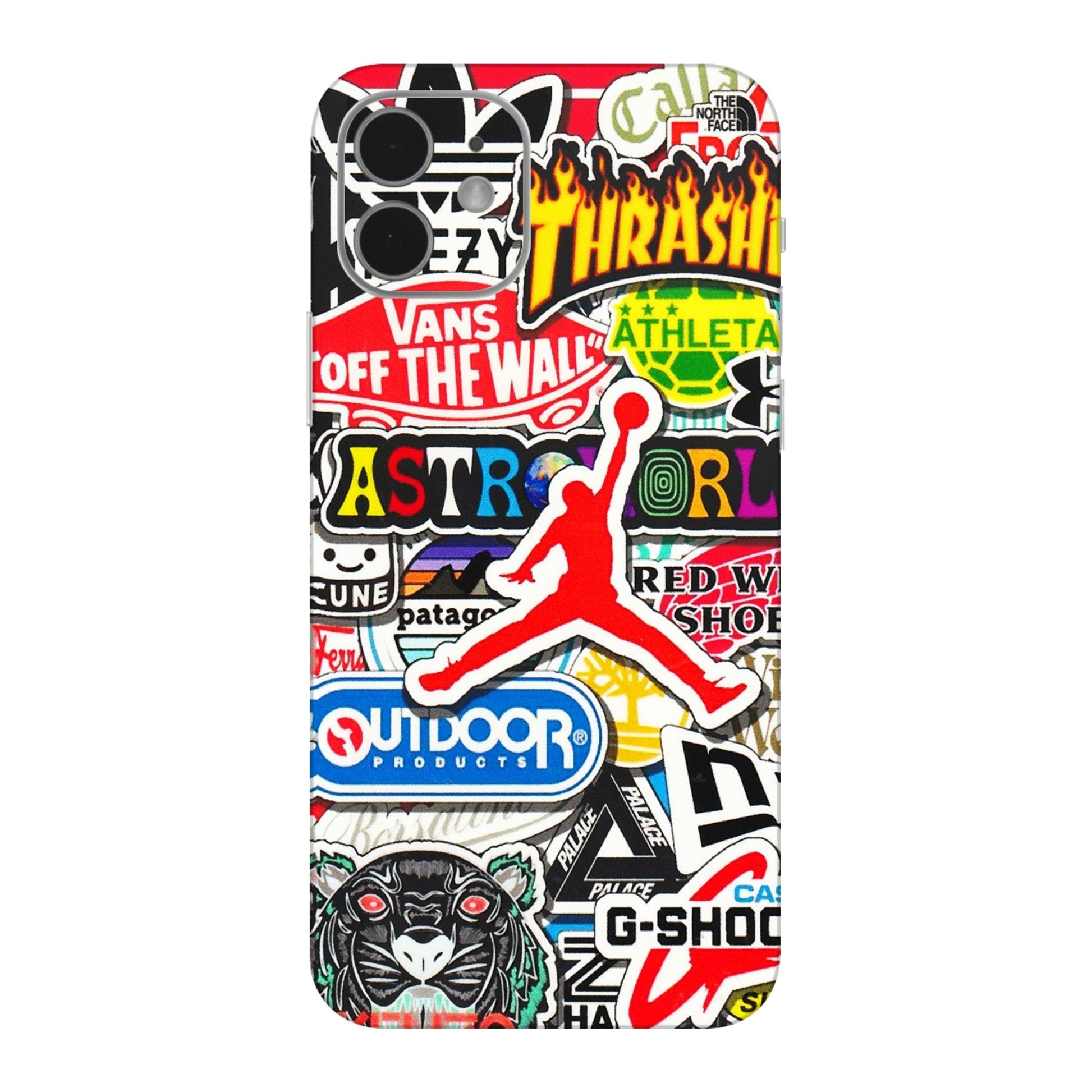 Apple iPhone Skins (All Models) - Multi Brands Sticker Graffiti - 3D Embossed Finish (L-37) iPhone 12 Mini