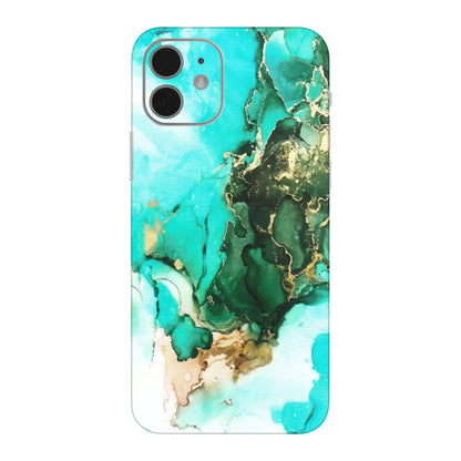 Apple iPhone Skins (All Models) - The Blue Gold Marble - Matte Finish (M-124) iPhone 12 Mini