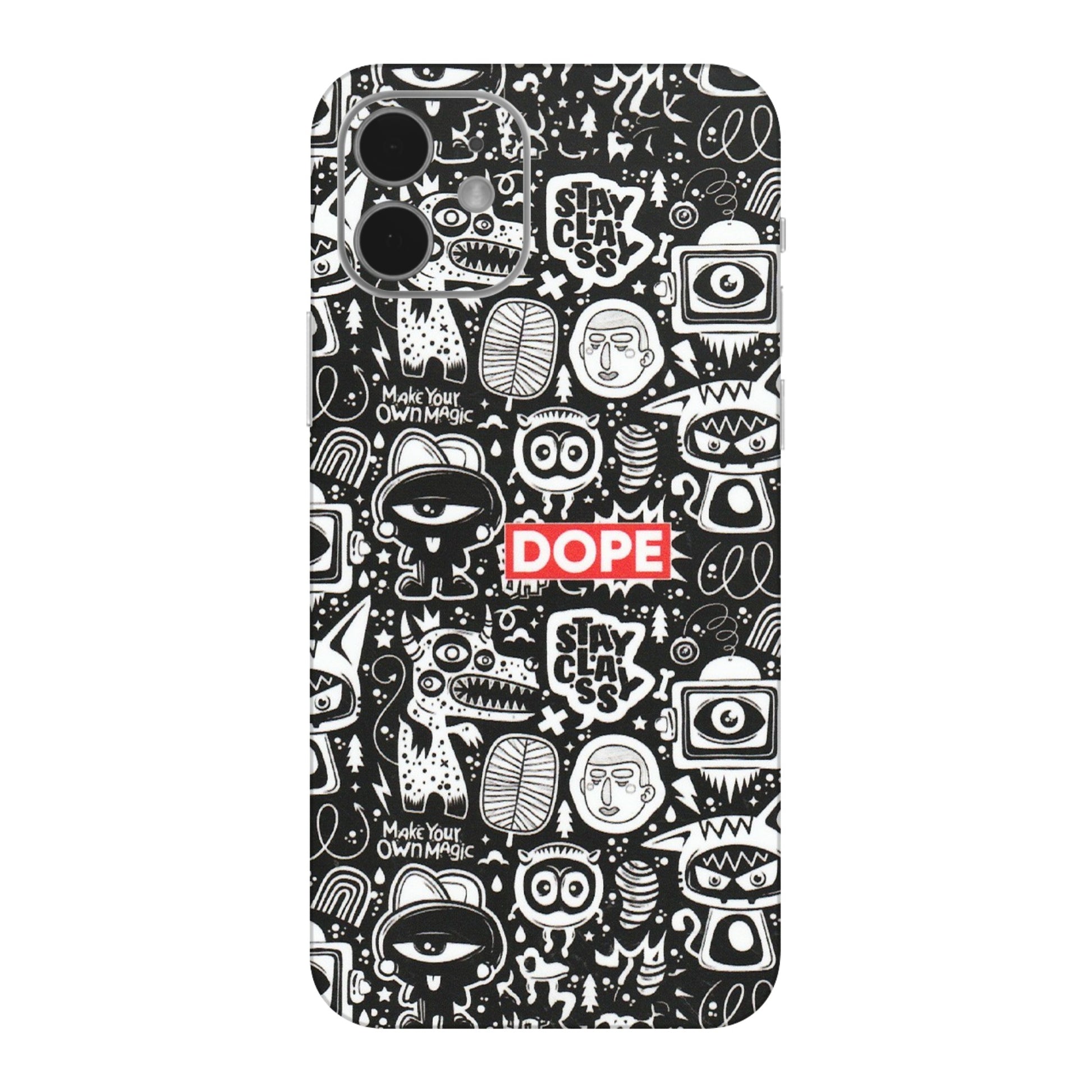 Apple iPhone Skins (All Models) - Dope Stay Classy Black Doodles - Matte Finish (M-126) iPhone 12 Mini