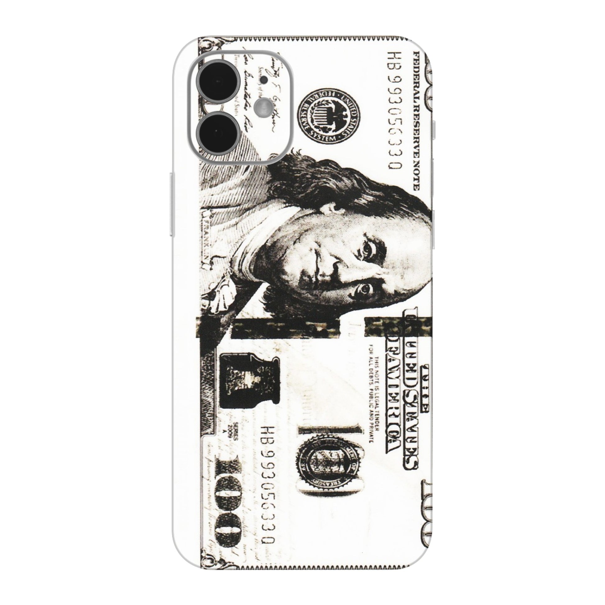 Apple iPhone Skins (All Models) - 100 Dollar Currency - Transparent Finish (T-01) iPhone 12 Mini