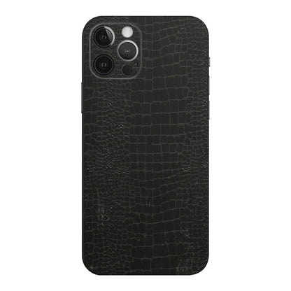 Apple iPhone Skins (All Models) - Snake Leather Black - 3D Embossed Finish (L-107) iPhone 12 Pro