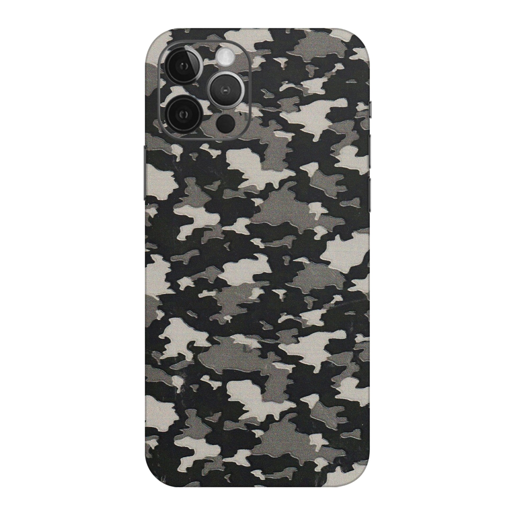 Apple iPhone Skins (All Models) - Black/Grey Camoflaunge - 3D Embossed Finish (L-142) iPhone 12 Pro