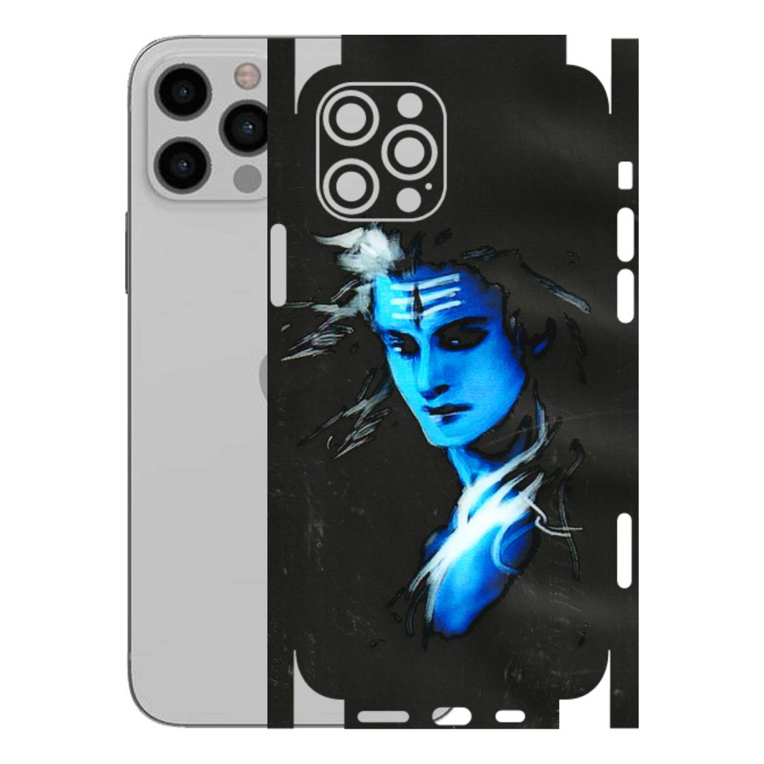 Apple iPhone Skins (All Models) - Har Har Mahadev Blue/Black - 3D Embossed Finish (L-185) iPhone 12 Pro