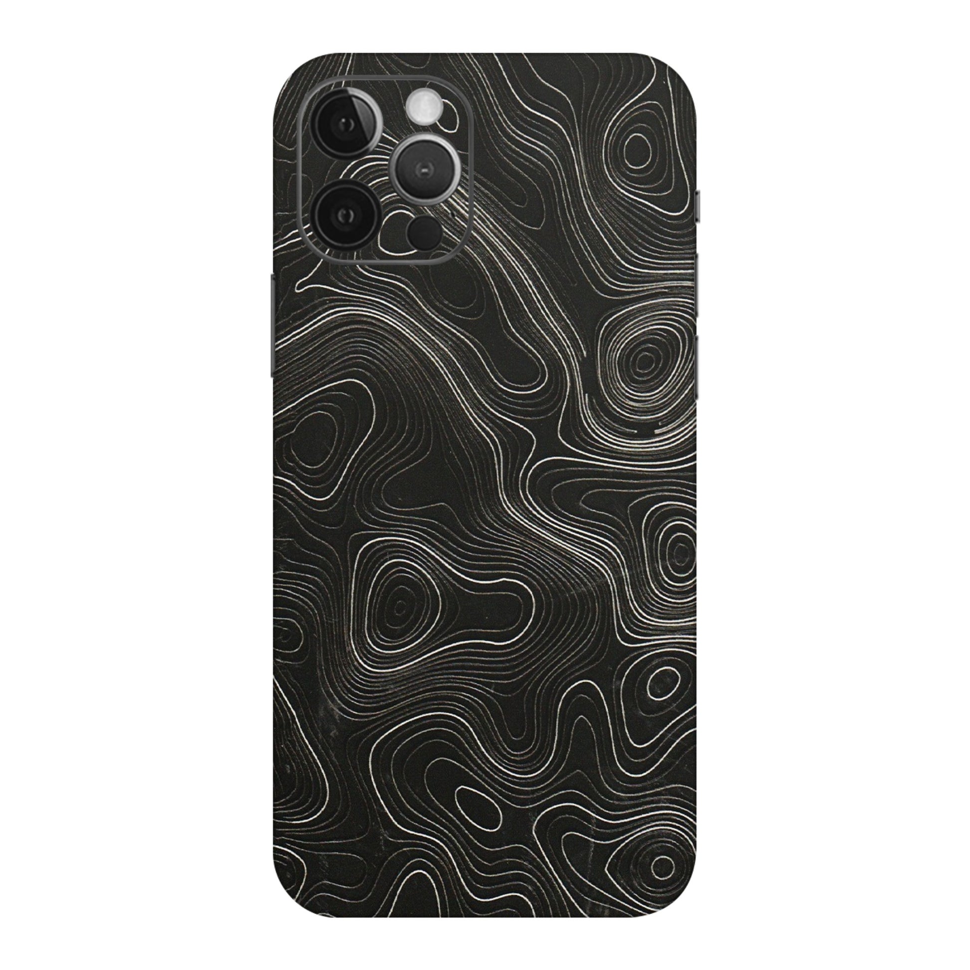 Apple iPhone Skins (All Models) - Black Swirl - 3D Embossed Finish (L-196) iPhone 12 Pro