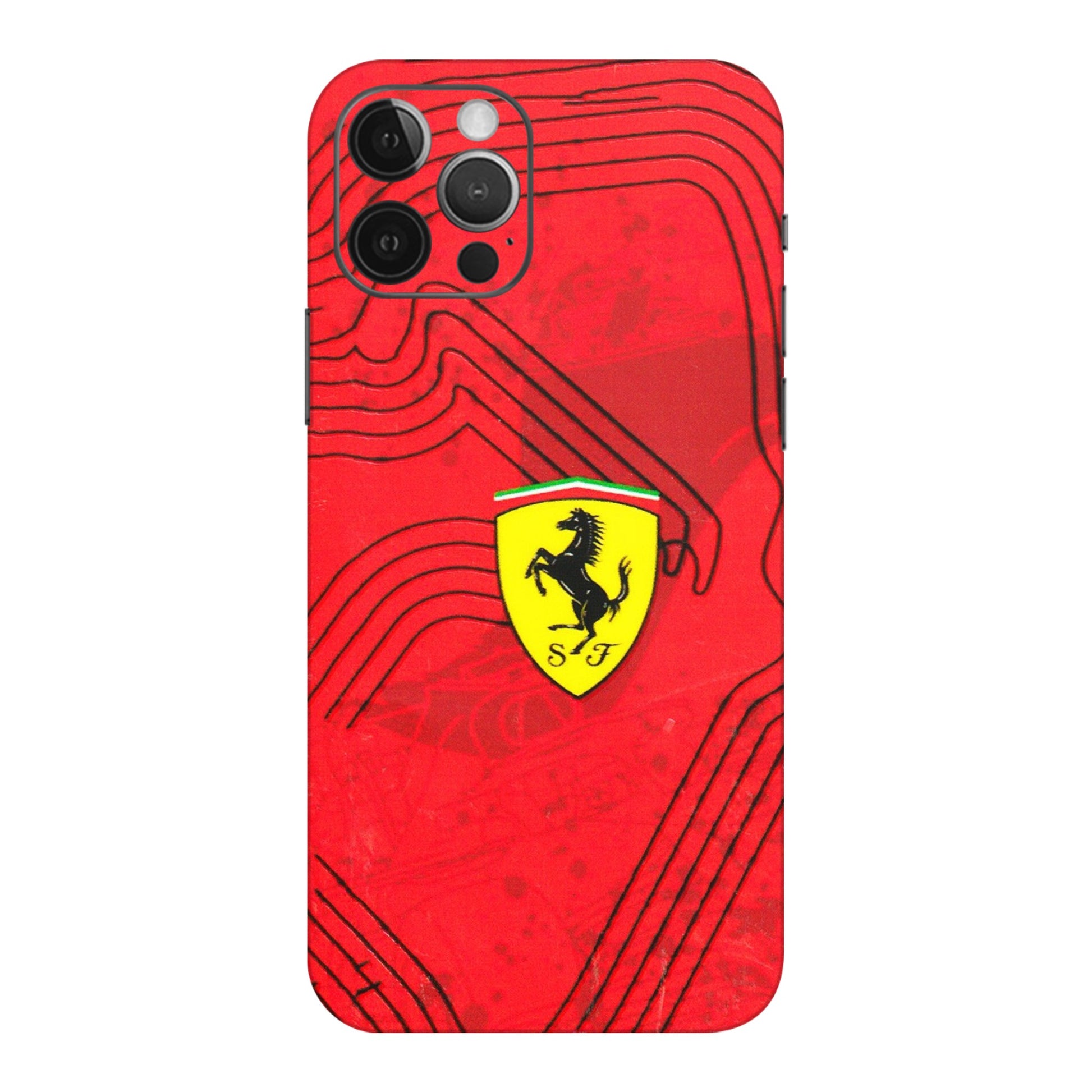 Apple iPhone Skins (All Models) - Red Ferrari Logo Stylish - 3D Embossed Finish (L-238) iPhone 12 Pro