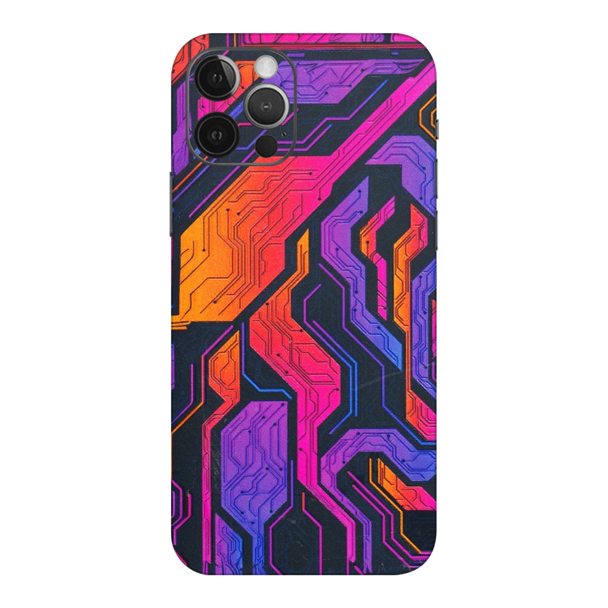 Apple iPhone Skins (All Models) - Tech Circuits Futuristic - 3D Embossed Finish (L-07) iPhone 12 Pro Max
