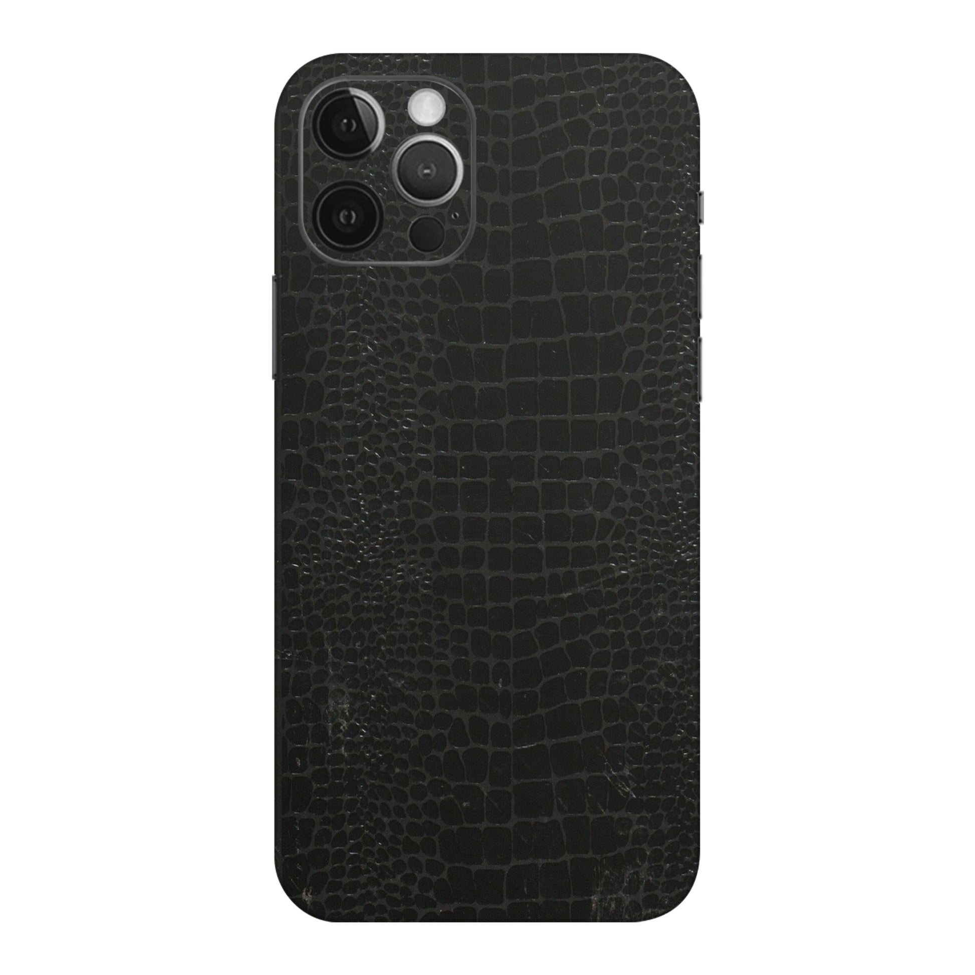 Apple iPhone Skins (All Models) - Snake Leather Black - 3D Embossed Finish (L-107) iPhone 12 Pro Max