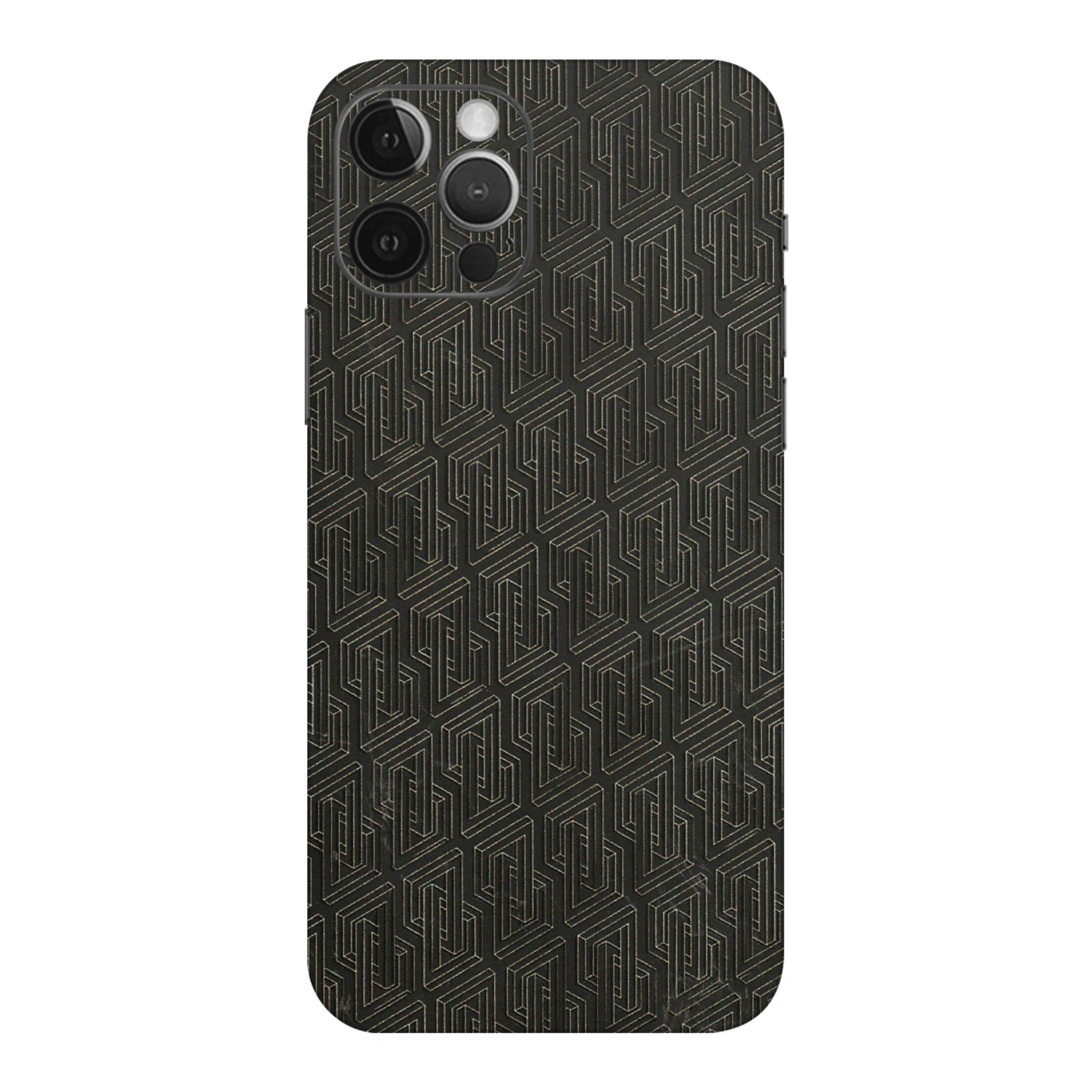 Apple iPhone Skins (All Models) - Black Abstract Pattern - 3D Embossed Finish (L-117) iPhone 12 Pro Max