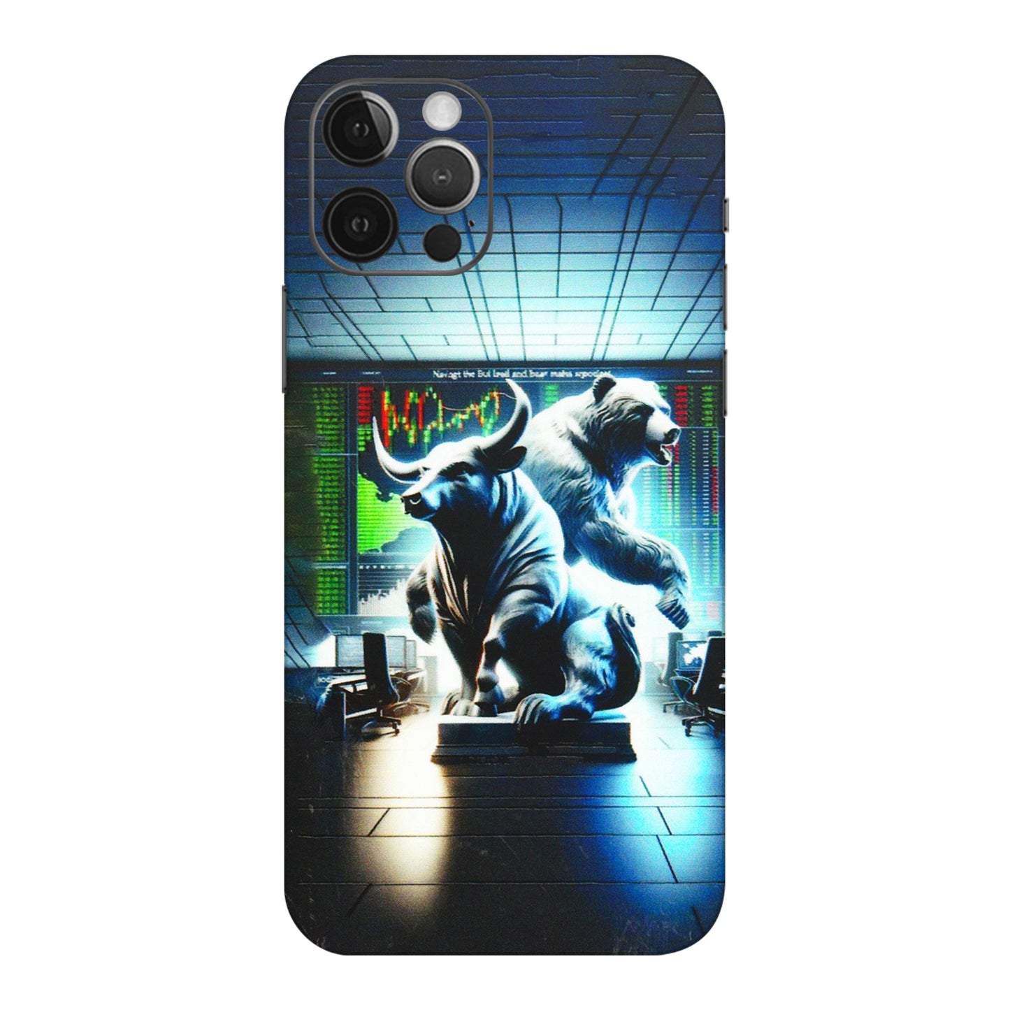 Apple iPhone Skins (All Models) - Stock Market Sensex Bear vs Bulls - 3D Embossed Finish (L-15) iPhone 12 Pro Max
