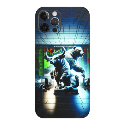 Apple iPhone Skins (All Models) - Stock Market Sensex Bear vs Bulls - 3D Embossed Finish (L-15) iPhone 12 Pro Max