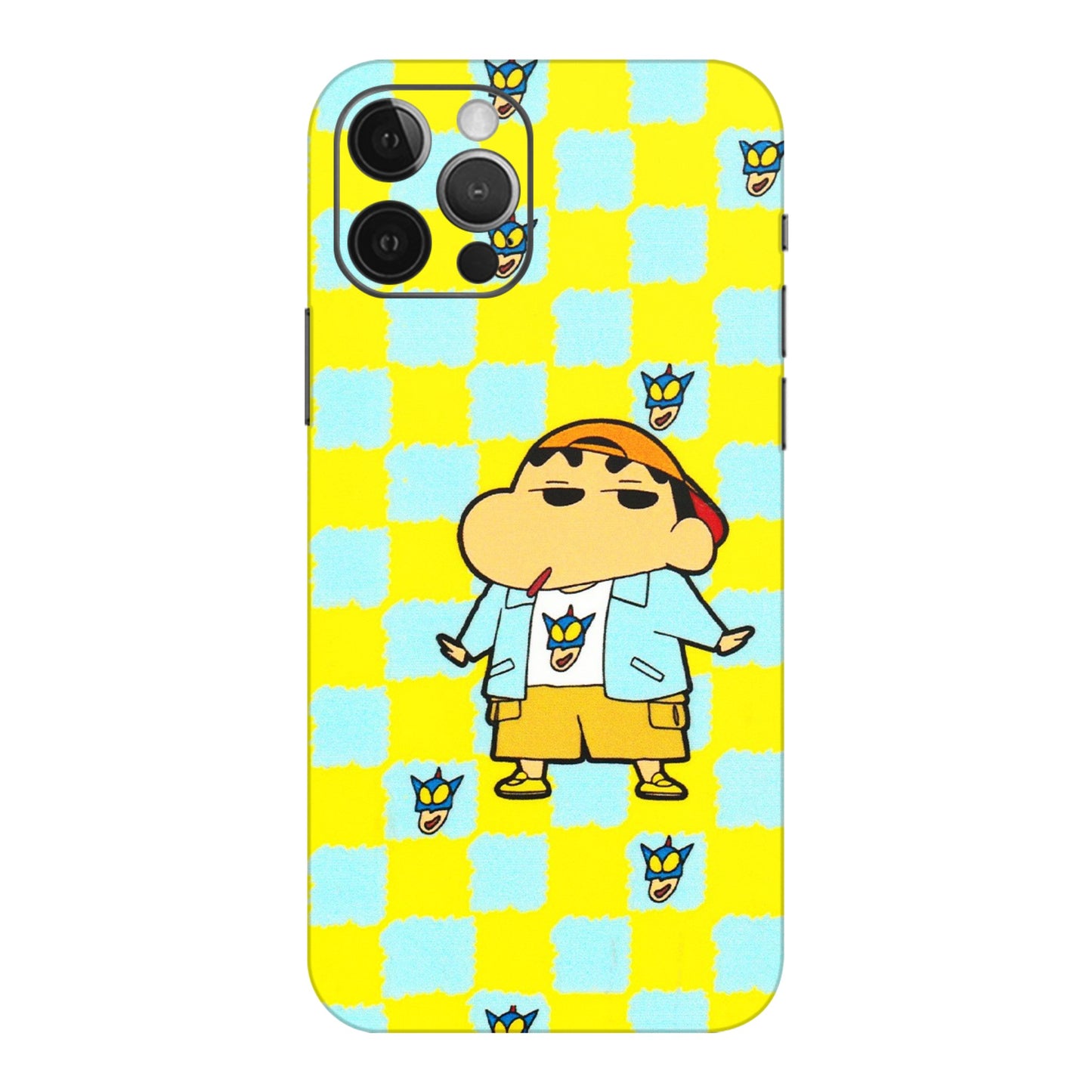 Apple iPhone Skins (All Models) - Yellow Blue Shinchan Cute - 3D Embossed Finish (L-221) iPhone 12 Pro Max