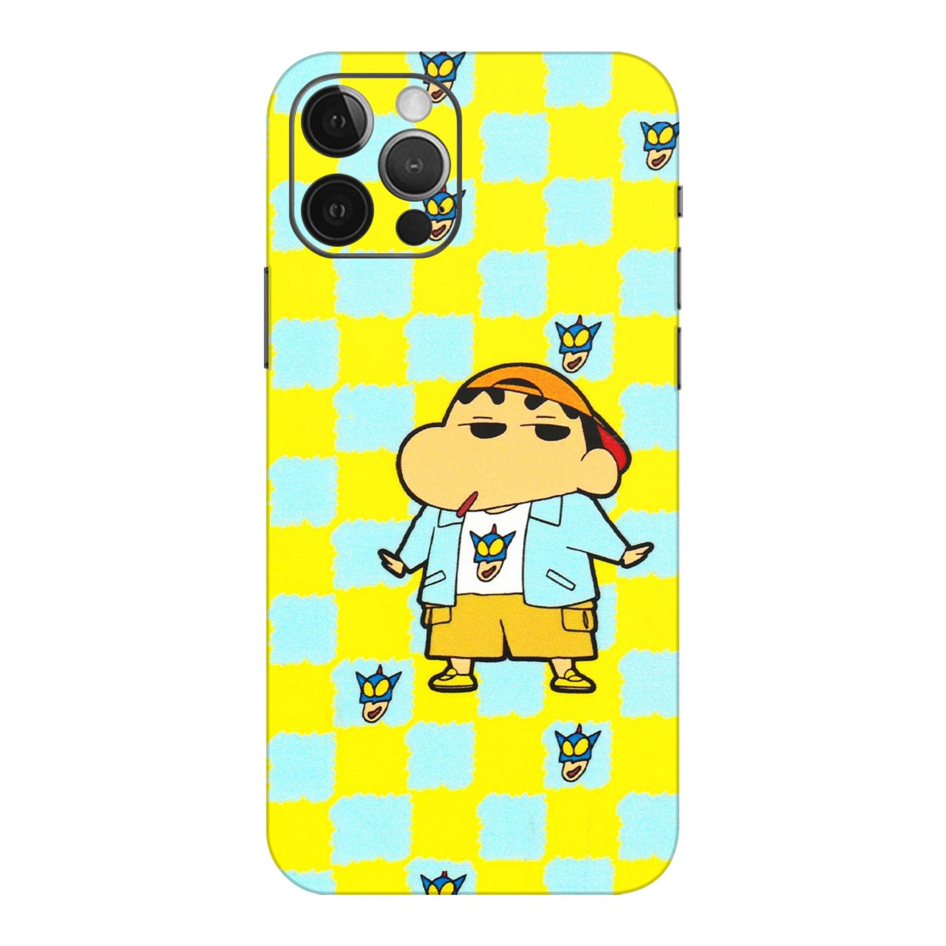 Apple iPhone Skins (All Models) - Yellow Blue Shinchan Cute - 3D Embossed Finish (L-221) iPhone 12 Pro Max