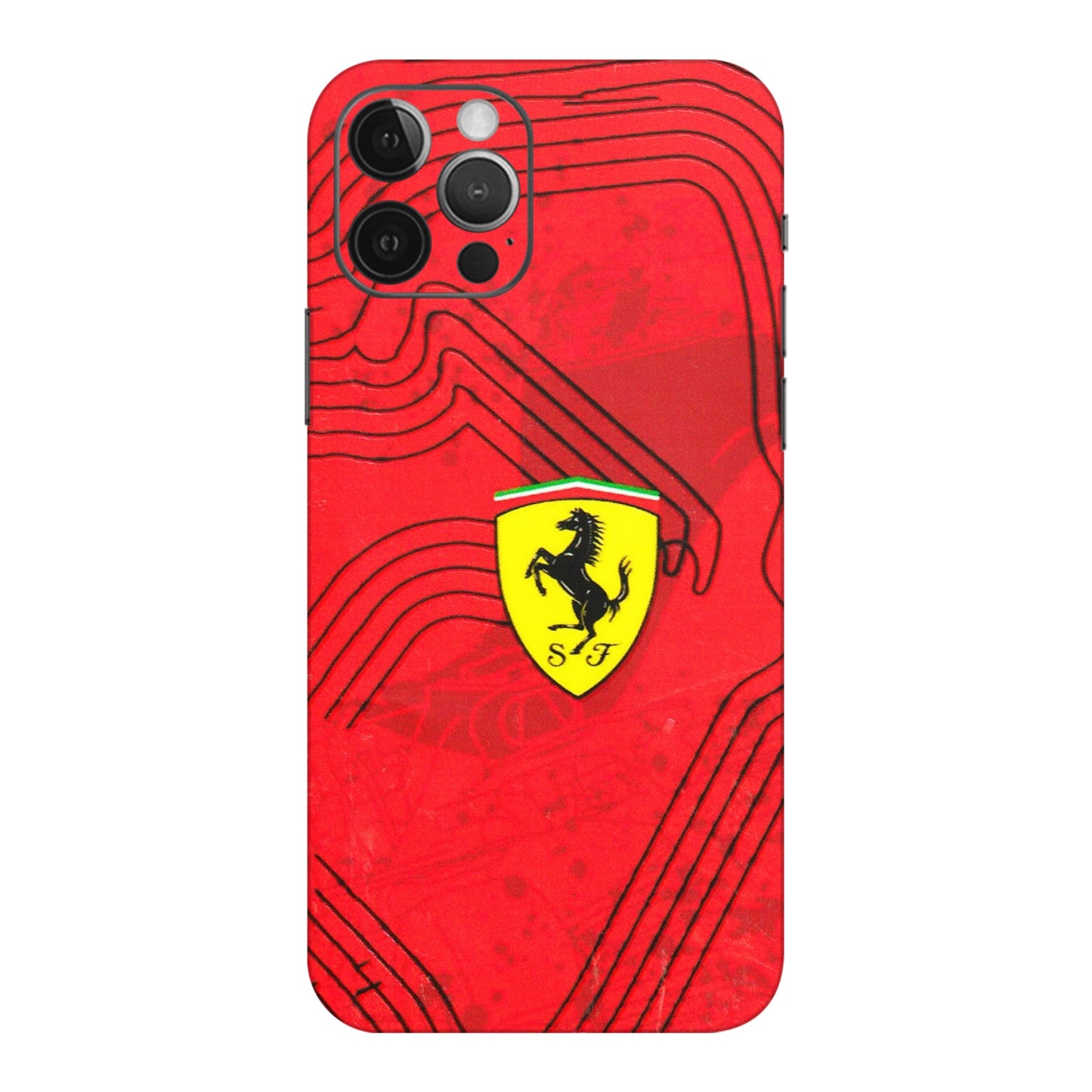 Apple iPhone Skins (All Models) - Red Ferrari Logo Stylish - 3D Embossed Finish (L-238) iPhone 12 Pro Max