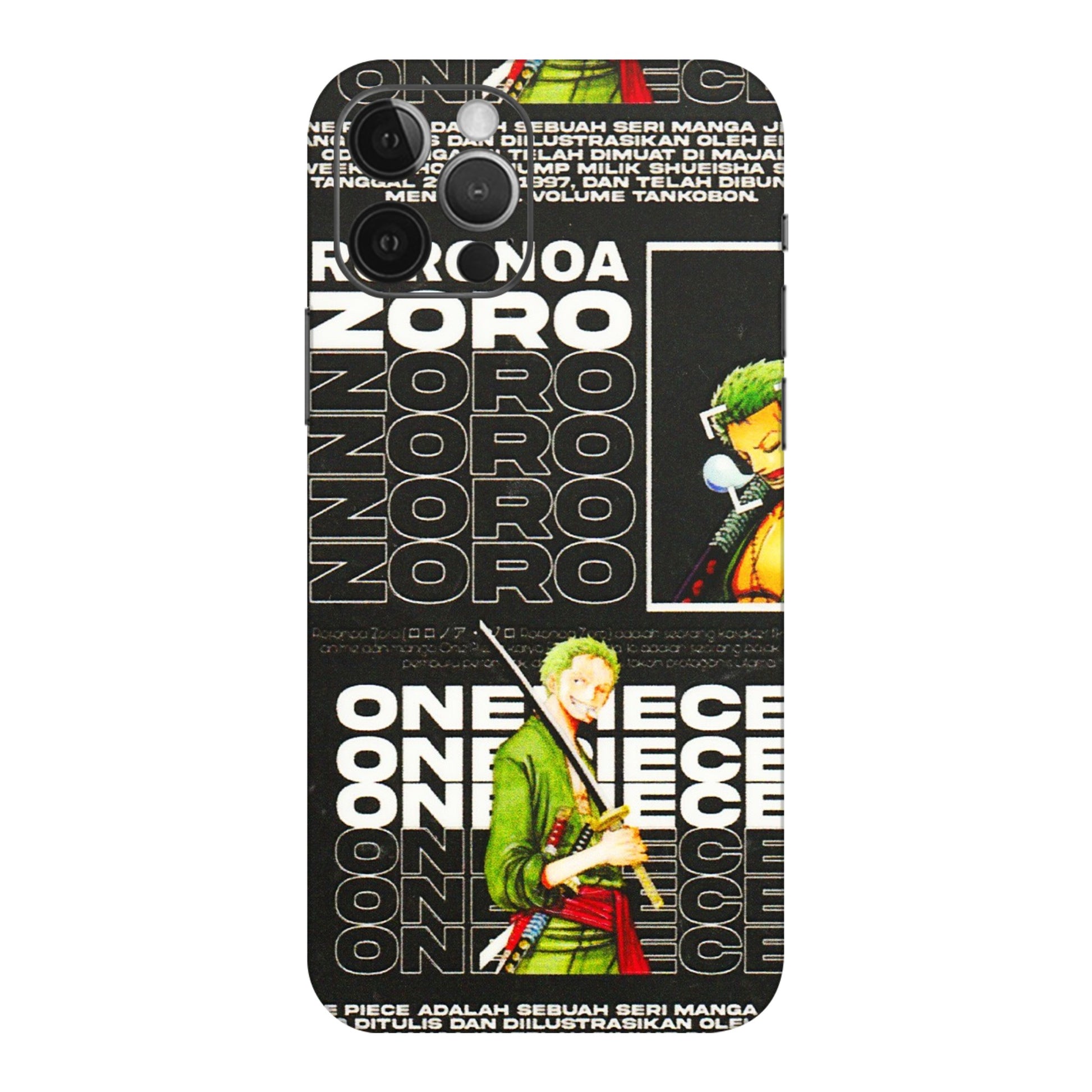 Apple iPhone Skins (All Models) - One Piece Zoro - 3D Embossed Finish (L-250) iPhone 12 Pro Max