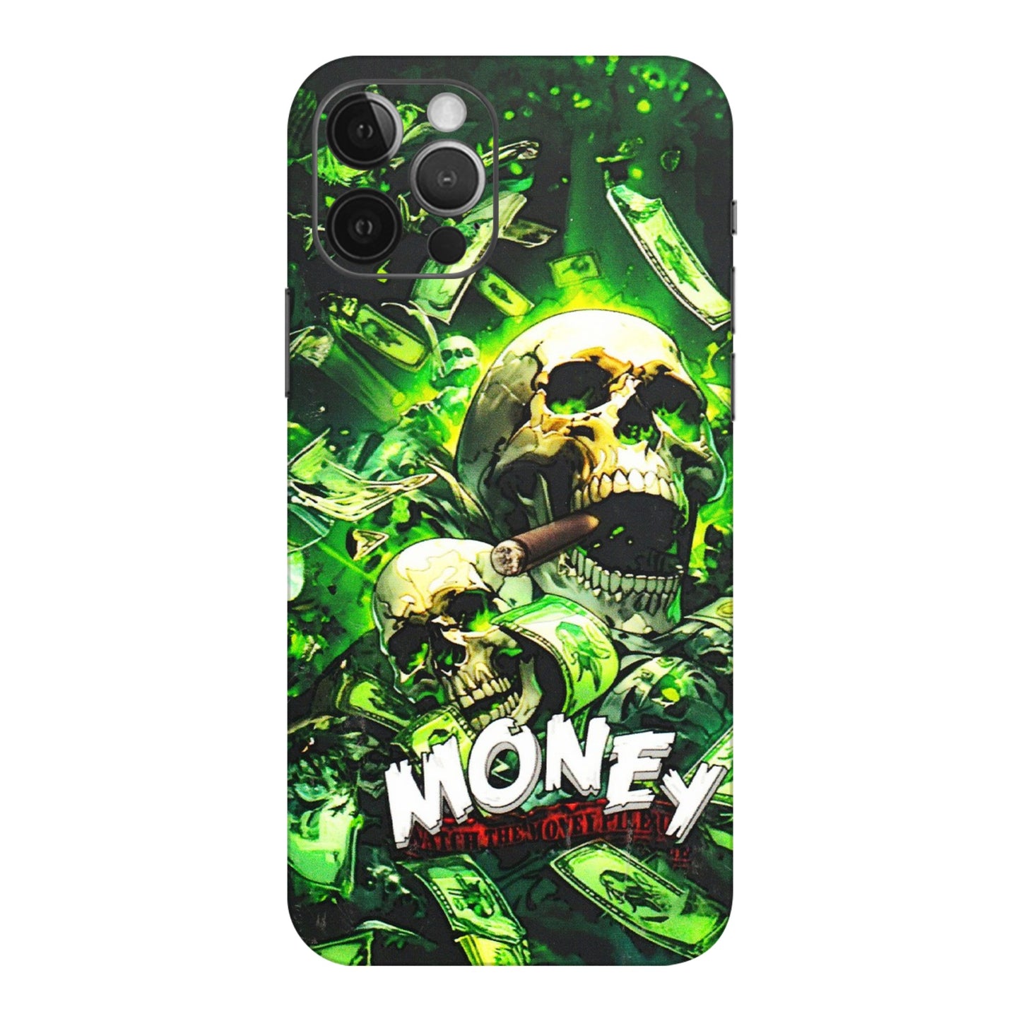 Apple iPhone Skins (All Models) - Skull Money - 3D Embossed Finish (L-303) iPhone 12 Pro Max