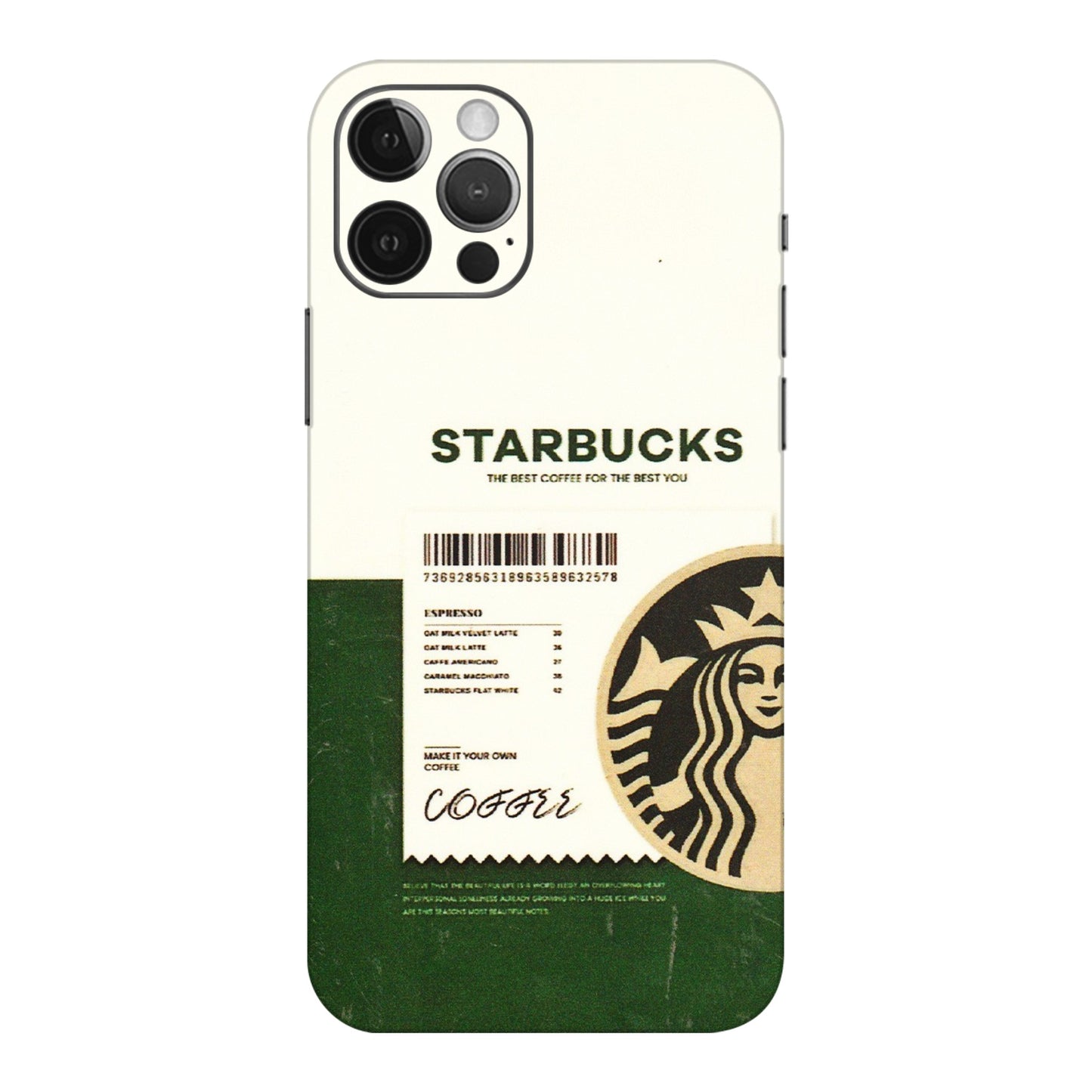 Apple iPhone Skins (All Models) - Starbucks Barcode - 3D Embossed Finish (L-308) iPhone 12 Pro Max