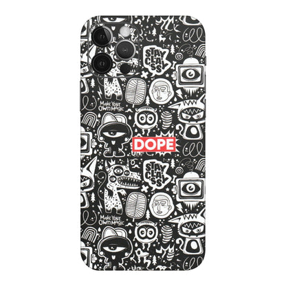 Apple iPhone Skins (All Models) - Dope Stay Classy Black Doodles - Matte Finish (M-126) iPhone 12 Pro Max