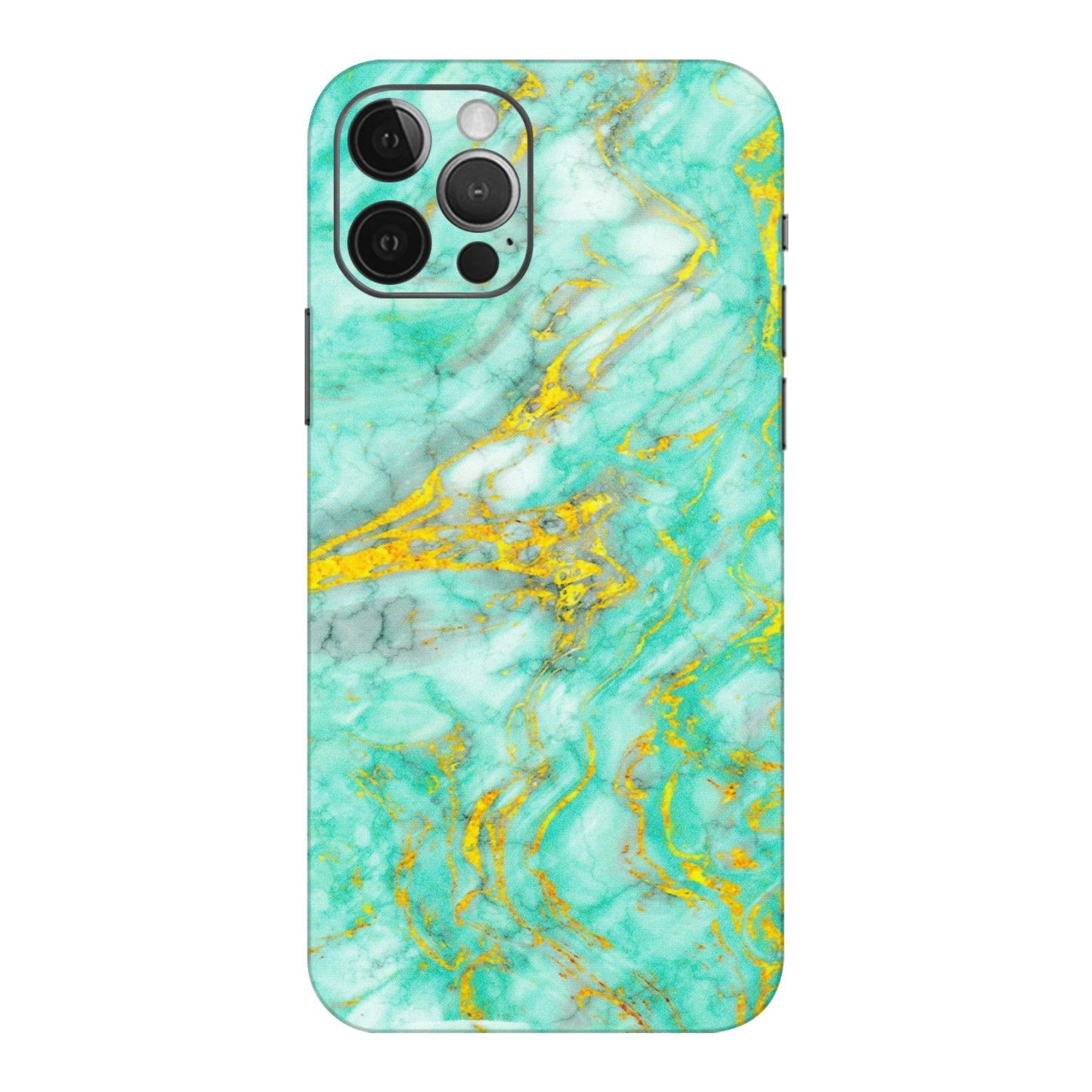 Apple iPhone Skins (All Models) - Green And Gold Marble Feel - Matte Finish (M-16) iPhone 12 Pro Max
