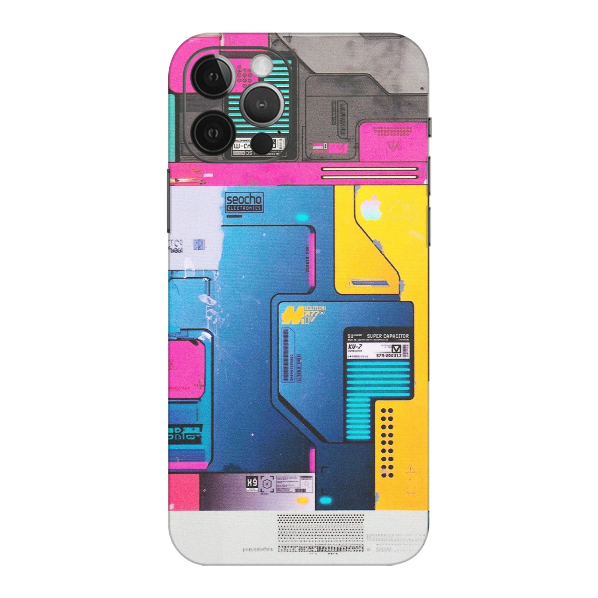 Apple iPhone Skins (All Models) - Colourfull Motherboard Internals - Matte Finish (M-55) iPhone 12 Pro Max