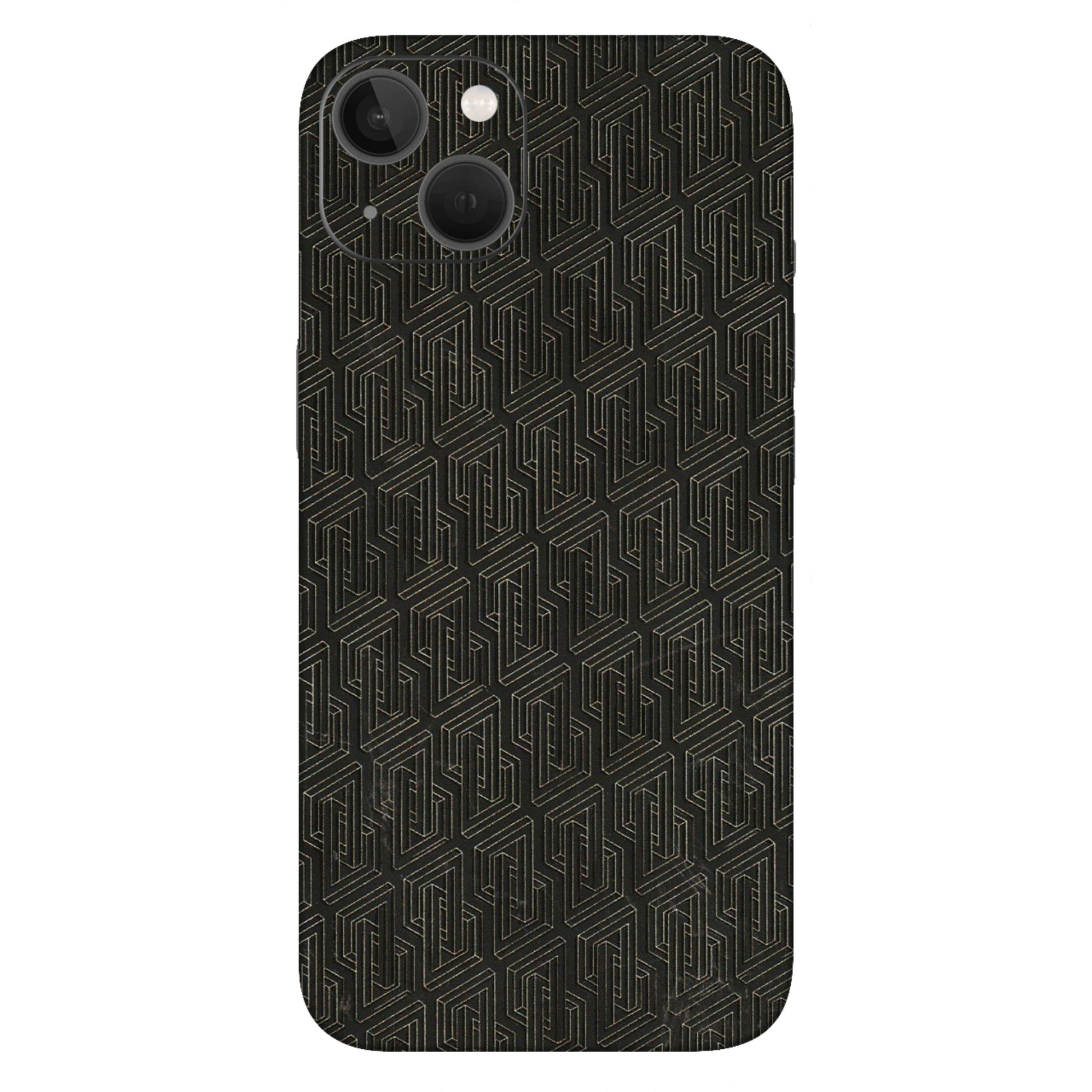 Apple iPhone Skins (All Models) - Black Abstract Pattern - 3D Embossed Finish (L-117) iPhone 13
