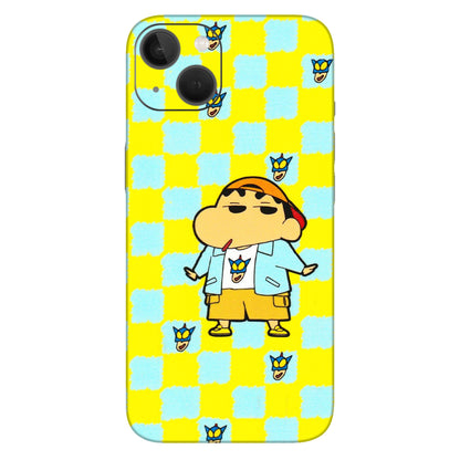 Apple iPhone Skins (All Models) - Yellow Blue Shinchan Cute - 3D Embossed Finish (L-221) iPhone 13