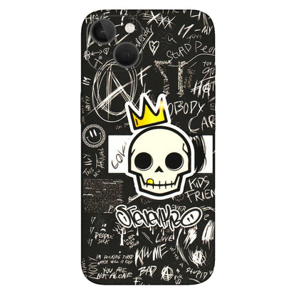 Apple iPhone Skins (All Models) - Funny Skull Black Chalk Grafitti - 3D Embossed Finish (L-22) iPhone 13