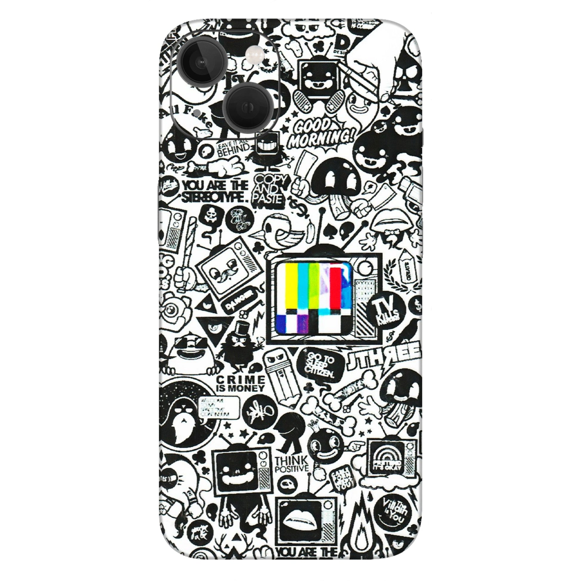 Apple iPhone Skins (All Models) - Doodles Positive Art - 3D Embossed Finish (L-263) iPhone 13
