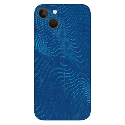 Apple iPhone Skins (All Models) - Abstract Blue Line Map - 3D Embossed Finish (L-272) iPhone 13