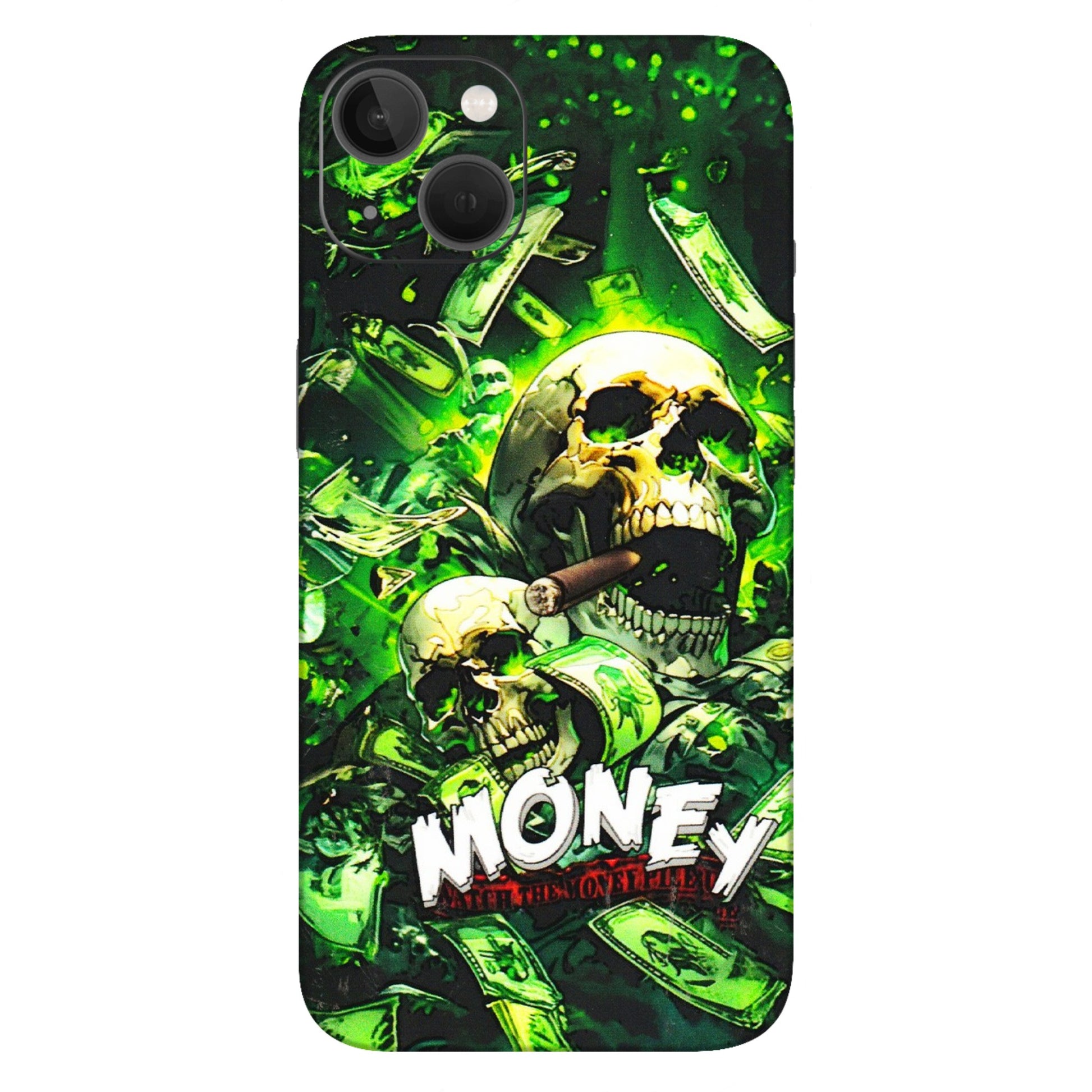 Apple iPhone Skins (All Models) - Skull Money - 3D Embossed Finish (L-303) iPhone 13