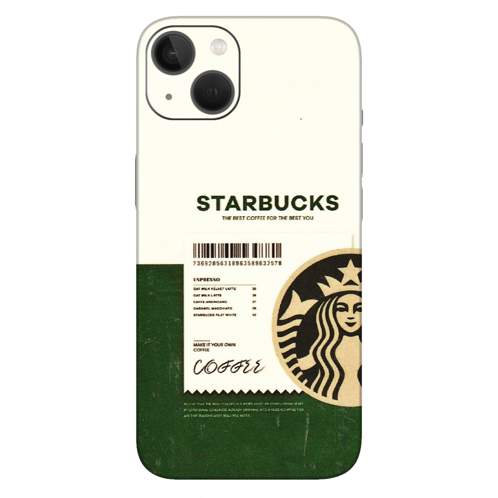 Apple iPhone Skins (All Models) - Starbucks Barcode - 3D Embossed Finish (L-308) iPhone 13