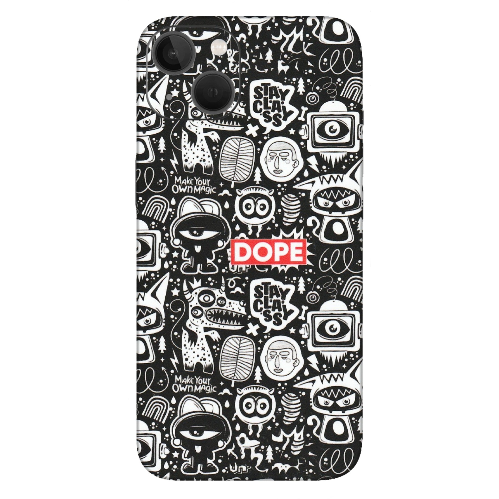 Apple iPhone Skins (All Models) - Dope Stay Classy Black Doodles - Matte Finish (M-126) iPhone 13