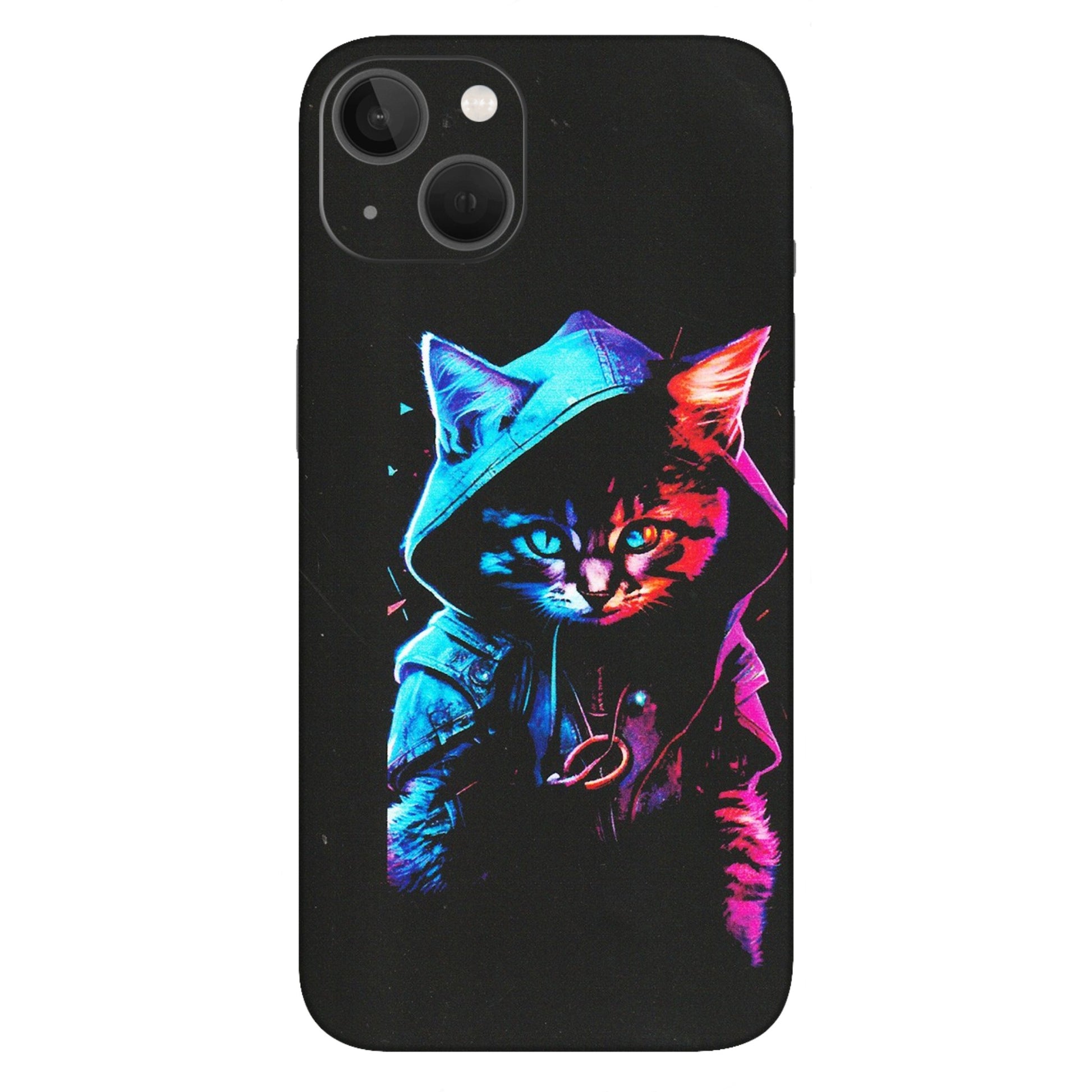 Apple iPhone Skins (All Models) - Cyberpunk Cat - Matte Finish (M-45) iPhone 13