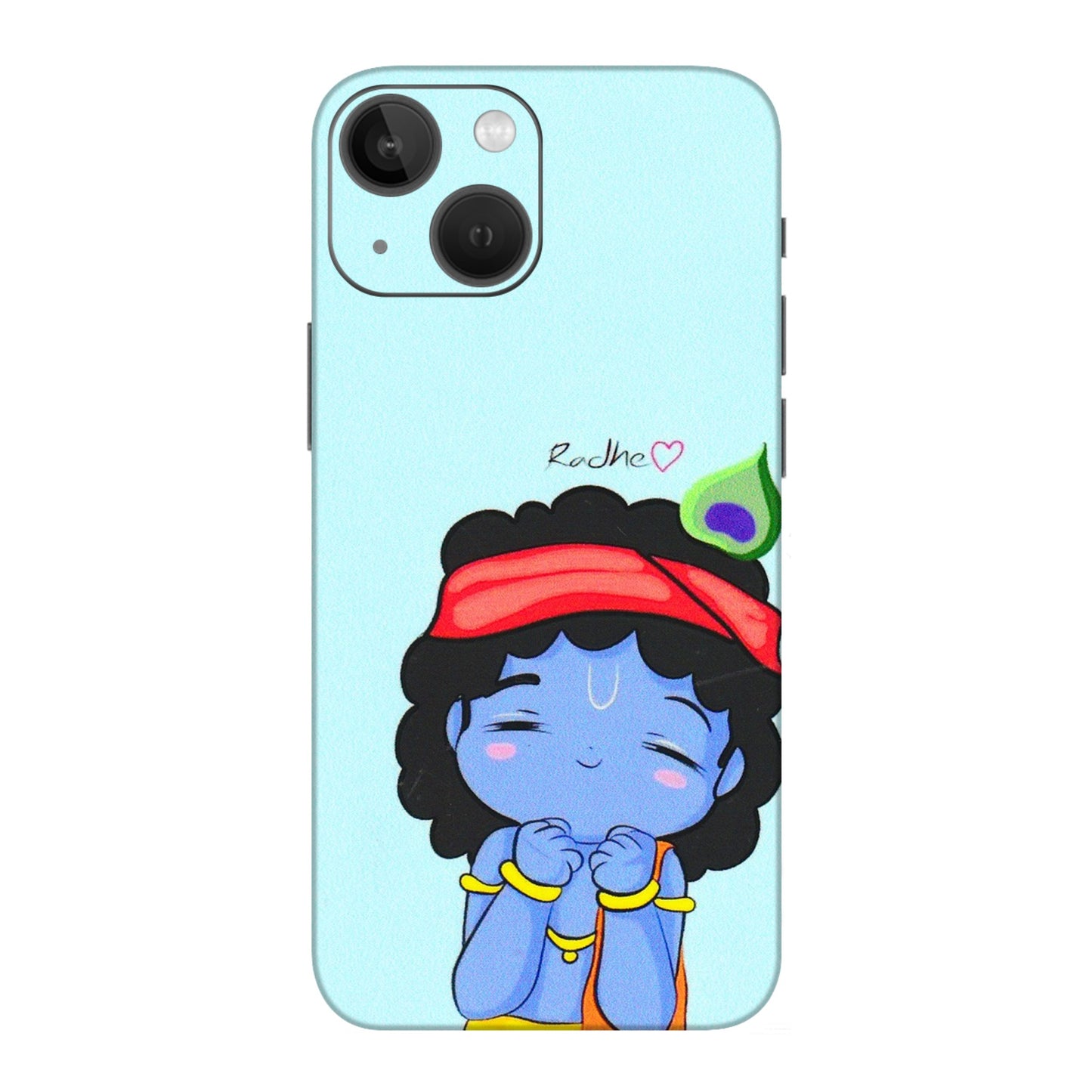 Apple iPhone Skins (All Models) - Radhe Radhe Cute Toon - 3D Embossed Finish (L-05) iPhone 13 Mini