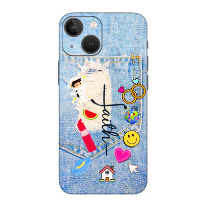 Apple iPhone Skins (All Models) - Denim Jeans Pocket - 3D Embossed Finish (L-134) iPhone 13 Mini