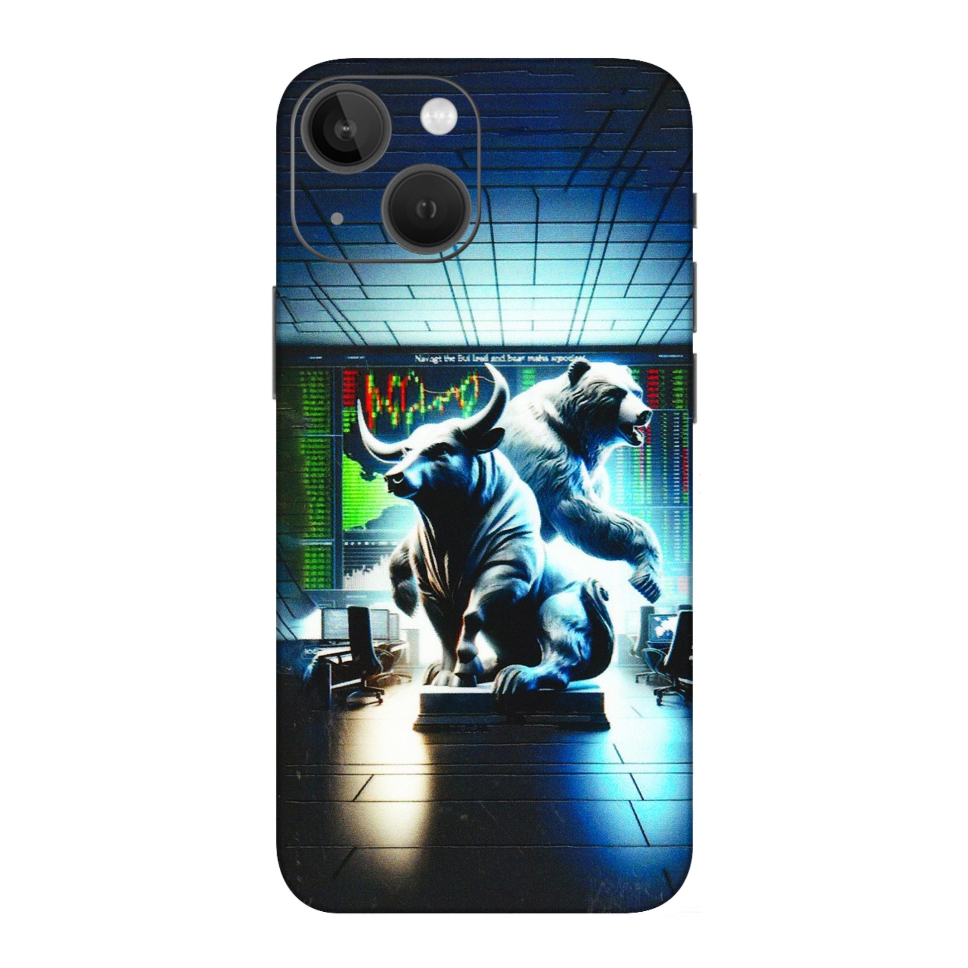 Apple iPhone Skins (All Models) - Stock Market Sensex Bear vs Bulls - 3D Embossed Finish (L-15) iPhone 13 Mini