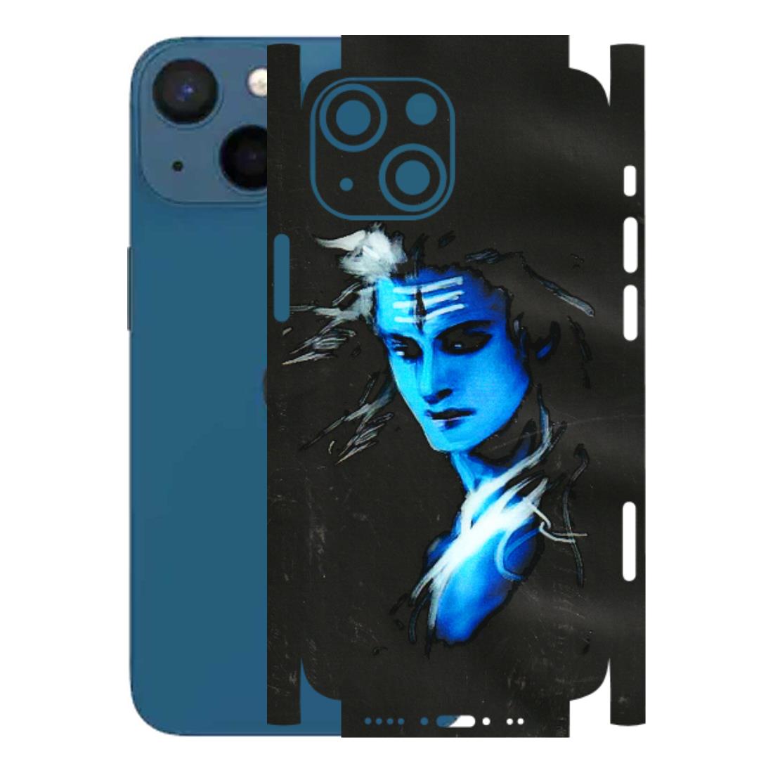Apple iPhone Skins (All Models) - Har Har Mahadev Blue/Black - 3D Embossed Finish (L-185) iPhone 13 Mini