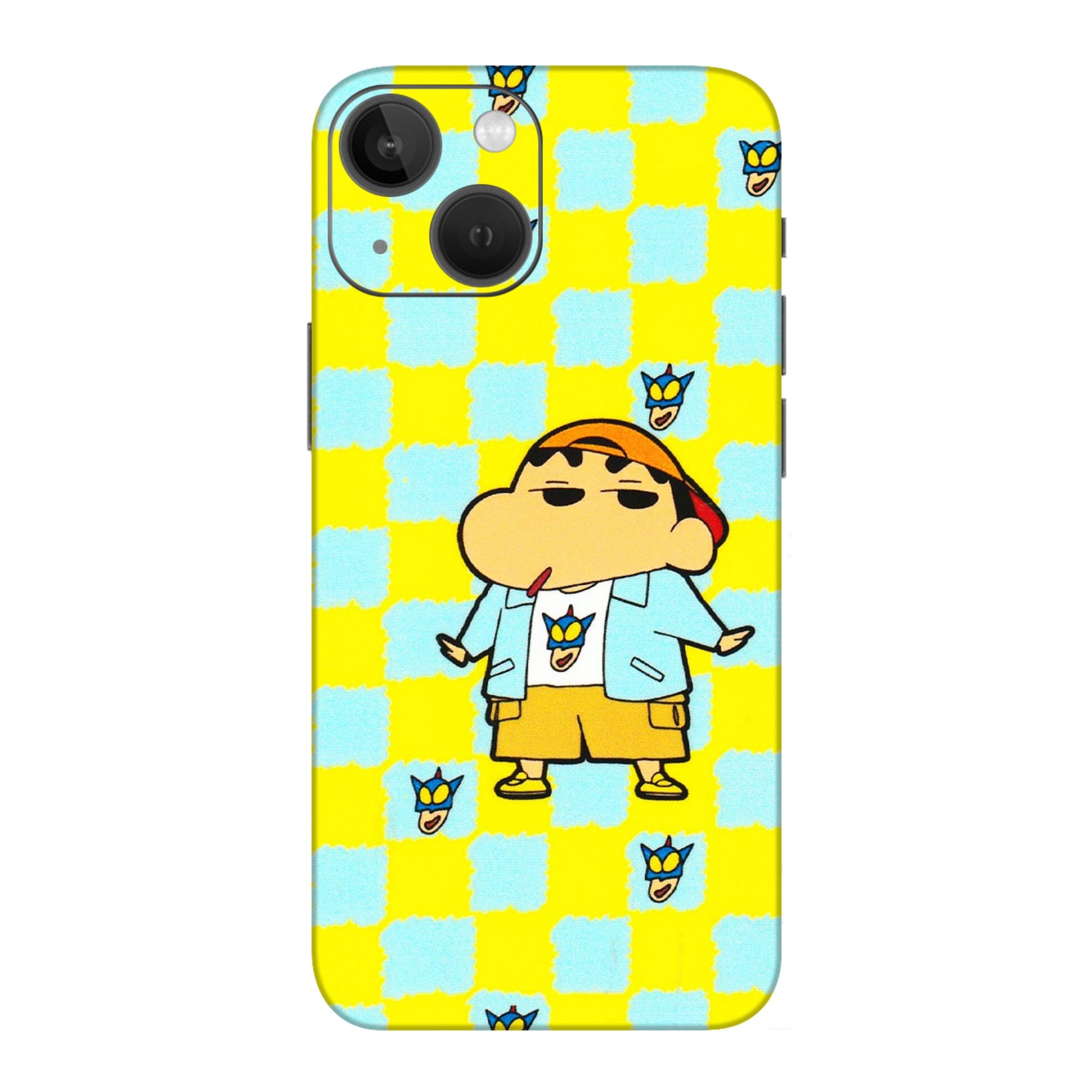 Apple iPhone Skins (All Models) - Yellow Blue Shinchan Cute - 3D Embossed Finish (L-221) iPhone 13 Mini
