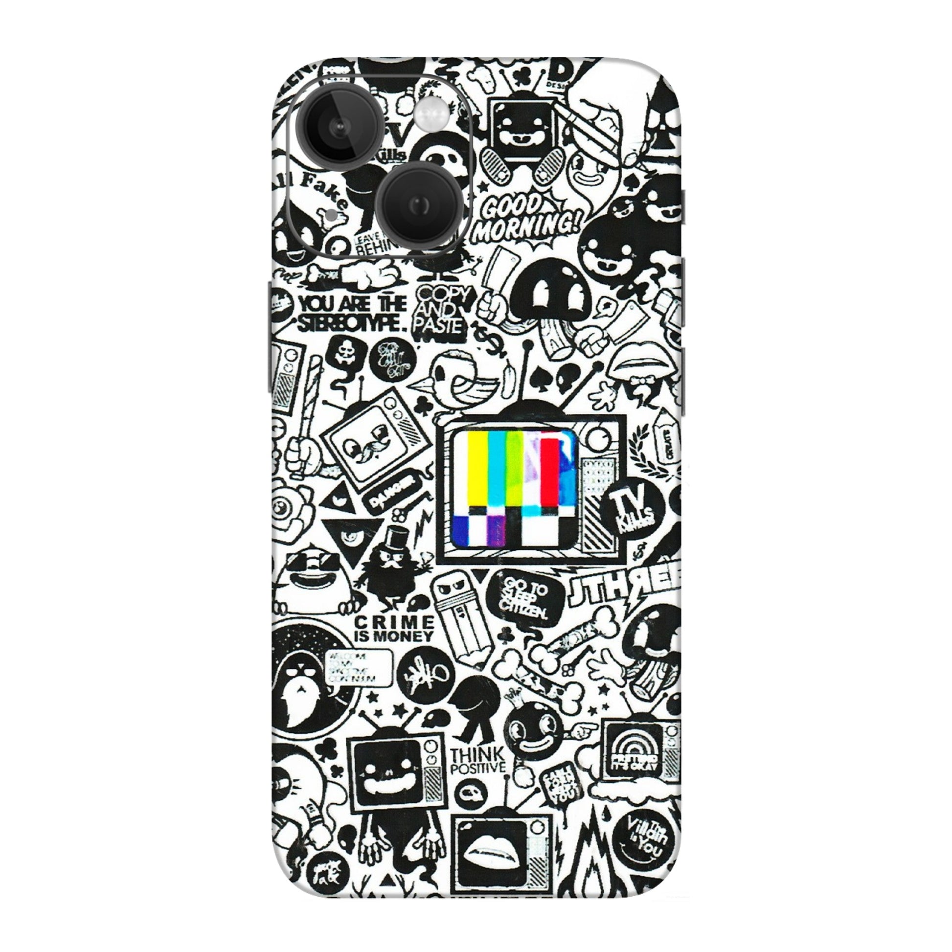 Apple iPhone Skins (All Models) - Doodles Positive Art - 3D Embossed Finish (L-263) iPhone 13 Mini