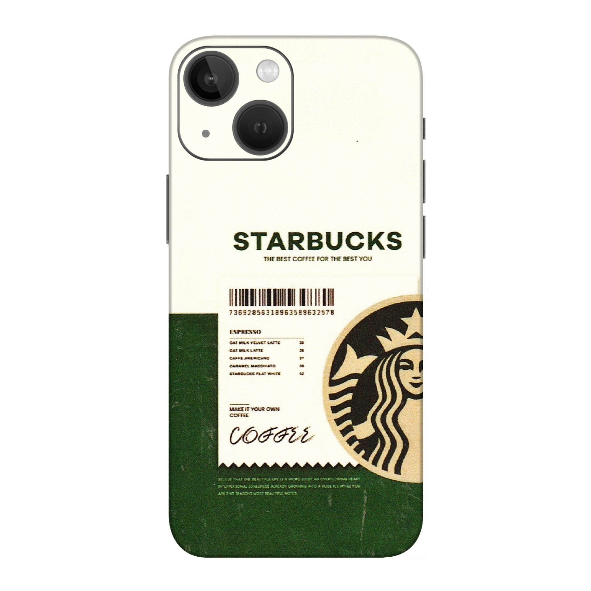 Apple iPhone Skins (All Models) - Starbucks Barcode - 3D Embossed Finish (L-308) iPhone 13 Mini