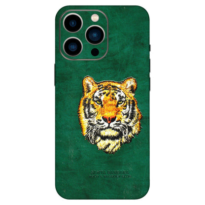 Apple iPhone Skins (All Models) - Leather Feel Tiger - 3D Embossed Finish (L-111) iPhone 13 Pro